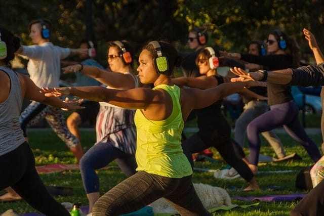 Silent Disco Style Yoga Class in Lake Merritt Pergola - Photo 1 of 6